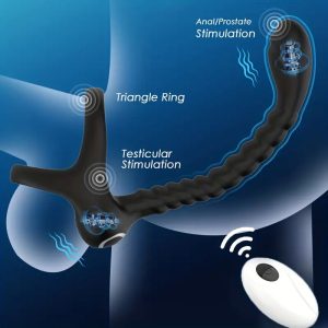 Vibrating Cock Ring Taint Stimulator with Mini Bullet, Remote Control Anal Butt Plug Prostate Massager Penis Ring Male Vibrators for Men Pleasure Sex Toys For Adult Couples