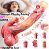 Telescopic Rotating Realistic Dildo Anal Vibrator With Tongue Licking Clitoral Stimulator With Handsfree Base, 5 In 1 G-Spot Vibrator With 5 Thrusting & 10 Vibrating & Heating Modes, Clit Massager Anal Butt Plug Dildo Adult Sex Toys For Women Couples - Image 3