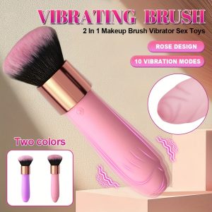 1pc Brush Vibrator Wand Magic Female Sex Toy, Silicone Mini Vibrator Adult Sex Toy for Nipple G-spot Clitoris Massager with 10 Vibration Modes, Detachable Makeup Brush Sex Tool for Women Couples