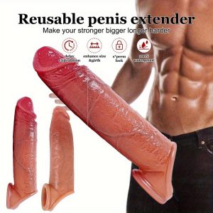 Soft Silicone Realistic Penis Sleeve Reusable Cock Condom Penis Training Delayed Ejaculation BDSM Sex Toys for Men Adults