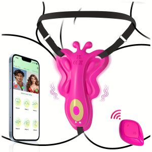 Thong Panty Wearable Vibrator Adult Sex Toys For Women, APP Control Clitoris Stimulator Novelties Adult Toys With 9 Vibration Modes, Mini Discreet Butterfly Vibrator Rose Sex Toy For Women And Couple