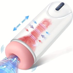 [4 Frequency Male Masturbation Cup] A MEN'S AUTOMATIC SUCKING MASTURATOR EXPERIENCE REAL VAGINAL STIMULATION - Male Masturbation Cup, 4 Frequency Stretching + 4 Frequency Sucking Mode/10 Frequency Vibrating Pronunciation, Lifelike Vaginal Entrance, Male Massage Cup For Stimulation