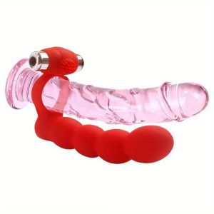 Dual Penetration Vibrating Double Dildo with Cock Ring Penetrator Men Couple Anal Plug Sex Silicone Butt Plug Strapon 7 Speed Women Pleasure