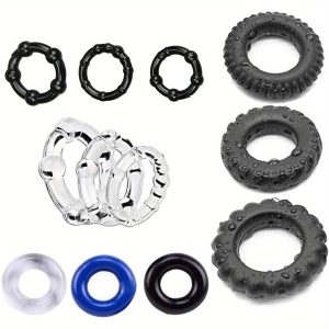 PATTNIUM 12pcs Silicone Cock Ring for Man, Penis Ring Ring Medical Grade Soft Silicone Penis Rings Sex Toy