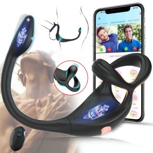 App-Controlled Vibrating Cock Ring & Mini Prostate Massager with 9 Intense Vibration Patterns, USB Rechargeable, Remote-Controlled Intimate Toy for Men - Ideal for Solo Play or Couples' Shared Pleasure, Vibrating Sex Toy