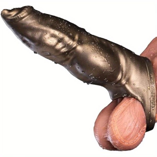 Penis Sleeve - Realistic Dog Penis Sleeve Adult Male Sex Toys - Dick Sleeve with Cock Ring Delayed Ejaculation Soft Silicone Girth Extended Sex Play Sheath for Men T401