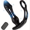 3-in-1 Prostate Massager Vibrator - Dual Penis Ring, 3 Thrusting Speeds, 12 Vibration Modes, Soft Silicone for Men, Women, and Couples (Black) - Image 3