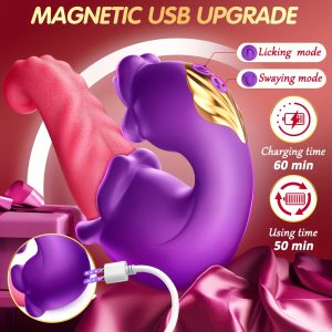 Vibrator Adult Sex Toys for Women - 4in 1 Tongue Thrusting Vibrators Dildo Rose Sex Toys with 10 Licking Clitoral & 10 Vibration Mode, G Spot Clit Stimulator Pleasure Tools for Female Couples Games