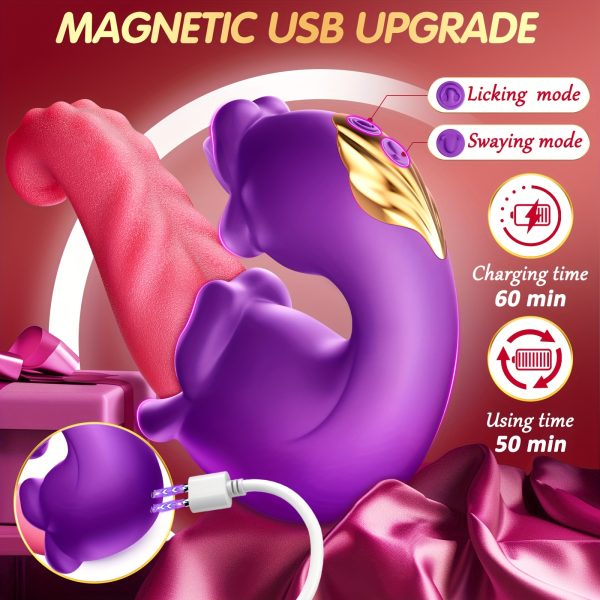 Vibrator Adult Sex Toys for Women - 4in 1 Tongue Thrusting Vibrators Dildo Rose Sex Toys with 10 Licking Clitoral & 10 Vibration Mode, G Spot Clit Stimulator Pleasure Tools for Female Couples Games