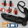 5-in-1 Vibrating Anal Plug Dildo Shaped Thrusting Vibrator - Dual Silicone Cock Ring, Prostate Massager for Men, Gay Couple Adult Sex Toy - Image 2