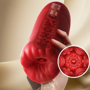 1pc Male Vibrating Oral Masturbation Cup, 10 Frequencies with Tongue Licking Mouth And Tight Soft Vagina, Strong Clamping Suction, 5D Vagina And Deep Throat Love, Lipstick Mouth Fun, Male Toys