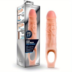 , Performan Ultra Soft X5 Plus 9 Inch Penis Sheath Extend Your Penis 0.534; Thicken Up to 1.534; Realistic Textured Rooster Sleeve Girth Enhanr Sex Toy for Men Beige