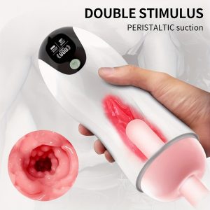 Complete male masturbation cup, Men's hands-free electric masturbator, male sex toys, pocket vaginal penis exerciser, simulated texture channel, heated vibration, free your hands to release passion