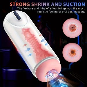 [1pc Automatic Sucking Masturbator] 1pc Male Masturbator Cup, Automatic Male Masturbator, 7 Frequency Sucking Vibrating Telescopic Masturbator, Male Home Oral Sex Toys, Male Adult Sex Toys, Mens Masturbation Toys, Sex Toy Or Men, Pocket Pussy