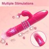 Thrusting Rabbit Vibrator Anal Butt Plug Dildo, G Spot Clitoral Vibrators Rechargeable Realistic Silicone Dildo with 3 Telescopic & 10 Vibrating Modes, Clit Nipples Massager Anus Vagina G-Spot Stimulator, Rose Red Adult Sex Toys for Women Men Couples - Image 7