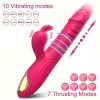 Thrusting Rabbit Vibrator Anal Butt Plug Dildo, G Spot Clitoral Vibrators Rechargeable Realistic Silicone Dildo with 3 Telescopic & 10 Vibrating Modes, Clit Nipples Massager Anus Vagina G-Spot Stimulator, Rose Red Adult Sex Toys for Women Men Couples - Image 2