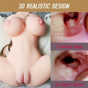 3D Vagina Clitoris Male Masturbator Cup 1LB Realistic Pocket Pussy Sex Doll with Lifelike Breasts Strong Suction Channel Adult Toy for Men
