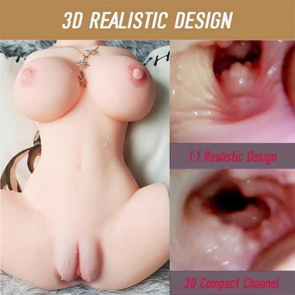 3D Vagina Clitoris Male Masturbator Cup 1LB Realistic Pocket Pussy Sex Doll with Lifelike Breasts Strong Suction Channel Adult Toy for Men
