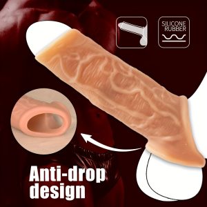 Penis Sleeve - 1pc Silicone Penis Sleeve With Penile Ring, Realistic Textured Penis, Soft And Reusable Sleeve For Penis Length And Circumference Extension, Adult Sex Toy For Male Homosexual Partners