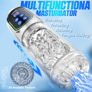 1pc Male Masturbator Sex Machine, Mens Vibrator Male Sex Toys For Men 4D Pocket With 7 Thrusting Rotating Vibrating Sucking Licking LCD Display, Adult Sex Toy For Men