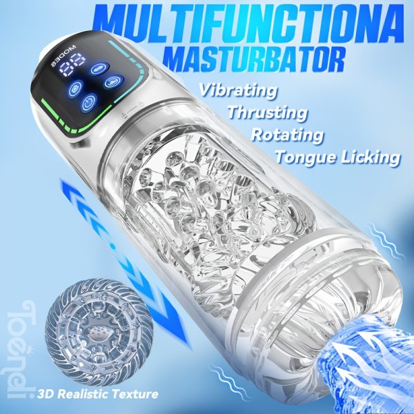 1pc Male Masturbator Sex Machine, Mens Vibrator Male Sex Toys For Men 4D Pocket With 7 Thrusting Rotating Vibrating Sucking Licking LCD Display, Adult Sex Toy For Men