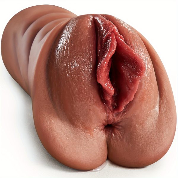 1pc Realistic Pocket Pussy Male Masturbators, Thick Labia Brown Male Masturbator With 5D Stimulation Deep Vagina And Tight Anus, Lifelike Blowjob Male Stroker Adult Sex Toys For Men Masturbation