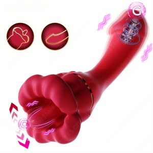 3 In 1 Simulated Mouth Tongue Licking Vibrator G-Spot Nipple Vagina Clitoral Stimulator Rose Sex Toys for Women