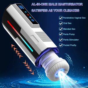 Automatic Male Masturbator Sex Toys For Men, Male Sex Toy Adult Toys With 7 Vibrating & 5 Sucking & Thrusting Modes, LCD Display Mens Sex Toys Realistic Pocket Pussy Stroker Blowjob Machine