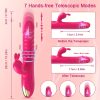 Thrusting Rabbit Vibrator Anal Butt Plug Dildo, G Spot Clitoral Vibrators Rechargeable Realistic Silicone Dildo with 3 Telescopic & 10 Vibrating Modes, Clit Nipples Massager Anus Vagina G-Spot Stimulator, Rose Red Adult Sex Toys for Women Men Couples - Image 4