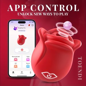 [App Control Rose Vibrator] App Control Rose Sucking Vibrator - 1pc Sexy Toy Clitoral Nipple Stimulator, G-spot Vibrator Rose Sucker, Personal Massager For Women Female Couples Adult Toy, Skin Friendly, Good Gift