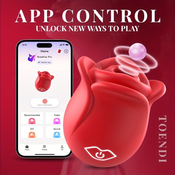 [App Control Rose Vibrator] App Control Rose Sucking Vibrator - 1pc Sexy Toy Clitoral Nipple Stimulator, G-spot Vibrator Rose Sucker, Personal Massager For Women Female Couples Adult Toy, Skin Friendly, Good Gift