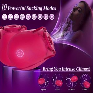 Dildo - Rose Dildo Vibrator - Upgraded Adult Toys with 10 Sucking & Vibrating Modes for Women Clitoral Nipple, Rose Sucker Sex Toy Clitorial G Spot Vibrators for Woman Couples Adult Sex Game