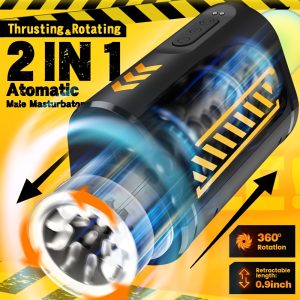 Automatic Male Masturbator Cup, 7 Thrusting & Rotating Through-open Portable Penis Vibrator, Blowjob Pocket Pussy Male Stroker with 3D Realistic Vagina Adult Sex Toys for Men Pleasure