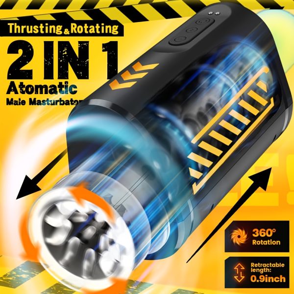 Automatic Male Masturbator Cup, 7 Thrusting & Rotating Through-open Portable Penis Vibrator, Blowjob Pocket Pussy Male Stroker with 3D Realistic Vagina Adult Sex Toys for Men Pleasure