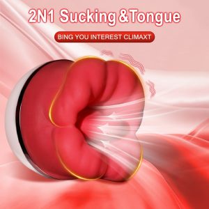 Female Sucking Stimulator Tongue Licking Vibrator Vaginal Sex Toy Clitoral Massager Adult Masturbation Product Simulation Big Mouth Masturbation Device Toys for Male And Female Couples