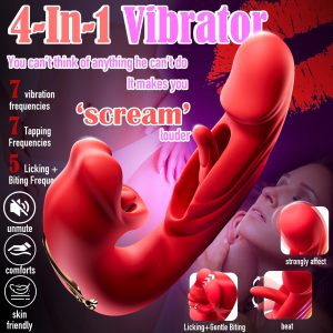 Thrusting Vibrator Sex Toys, 3-in-1 Mouth Slap Lick And Tongue Vibrator, G-spot Vibrator With 7 Slaps, 7 Vibrations And 5 Tongue Licks And Sucks, Nipple And Anal Stimulation