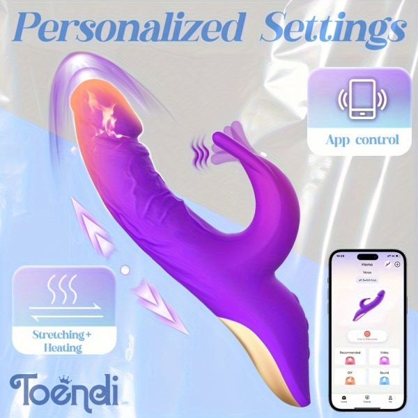 1PC Thrusting Dildo Vibrator For Women, 5 IN 1 App Control G Spot Vibrators With 5 Thrust Dildos & Flapping Bunny & One-click Burst, Adult Sex Toys For Female Vaginal Stimulation