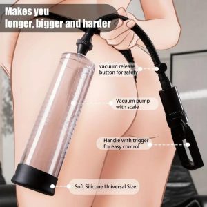 Men's vacuum pump toy without pressure gauge, 3 silicone sleeves, men's vacuum pump
