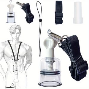 Stretcher Kit for Men Wearable 3in1 Penis Cock Training Stretching Set with Silicone Sleeve Pump and Neck and Leg Straps Adult Sex Toys for Male Penis and Exercise