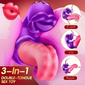 Vibrator Adult Sex Toys for Women - 4in 1 Tongue Thrusting Vibrators Dildo Rose Sex Toys with 10 Licking Clitoral & 10 Vibration Mode, G Spot Clit Stimulator Pleasure Tools for Female Couples Games