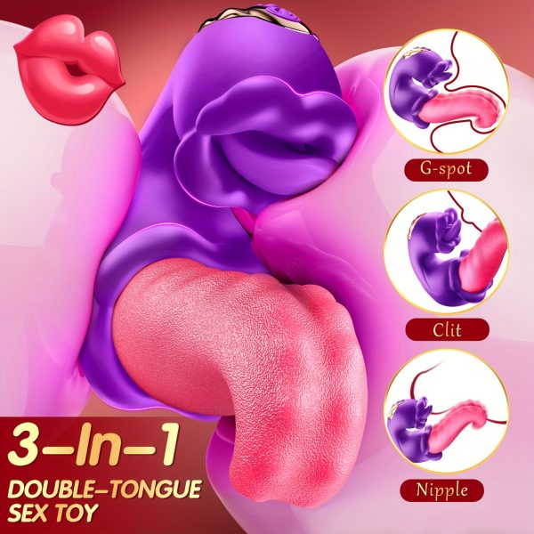 Vibrator Adult Sex Toys for Women - 4in 1 Tongue Thrusting Vibrators Dildo Rose Sex Toys with 10 Licking Clitoral & 10 Vibration Mode, G Spot Clit Stimulator Pleasure Tools for Female Couples Games