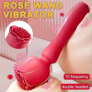 1pc Vibrator Wand Female Rose Sex Toy, Clit Stimulator Vibrators Adult Sex Toys for Clitoral Nipple G Spot Massager with 10 Vibration Modes, Magic Wand with Wrapping Vibrating Design for Women Couple Sex Games