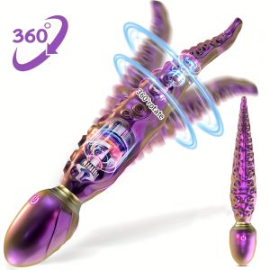 Octopus Tentacle Anal Butt Plug, 9 Rotating & Vibrating Modes, USB Rechargeable Lithium Battery, Prostate Massager Silicone Monster Dildo for Men, Clitoral Vibrator Toy for Women, Adult Couple Sex Toy