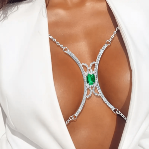 Unleash Your Inner Vixen with Our Silver Naughty Body Harness Chain - Perfect for a Daring and Glamorous Look
