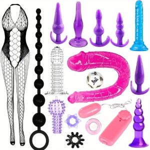 G Spot Dildo Vibrator Anal Plug Beginner Set 17pcs Butt Plugs Sex Toy Training Kit - G Spot for Beginner Unisex Couples