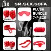 SM Sex Toys, BDSM Spanking Bench with Adjustable Restraints - Red Bondage Bench with Headrest And Wrist Straps for SM Sex Positions And Submissive Sex - Heavy Duty Adult Spanking Chair for Master/Slave Couples (Discreet Shipping) - Image 9