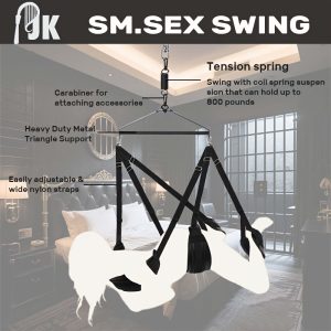 Premium 800lb Capacity Sex Swing for Adults - Quick Release, Adjustable Height, Ultra Comfortable Black Straps, Easy Setup with Carabiner, Ideal for BDSM Couples & Home Entertainment