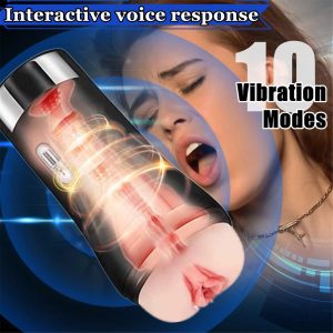 Automatic Male Masturbators - Upgraded 10 Vibration & Interactive Induction Pronunciation Model, Pocket Pussy Male Stroker with 3D Realistic Textured, Toy Mens Adult Male Sex Toys for Men - Multi-Mode Vibrator Massager for Men