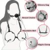BDSM Sex Bondage Breast Restraints B to D Cup Chest Harness Boobs Cincher with Silicone Ball Gag and Nipple Clamps Sex Harness Kinky Lingerie Bra SM Games Sex Toys for Women Couples Beginner Black - Image 2