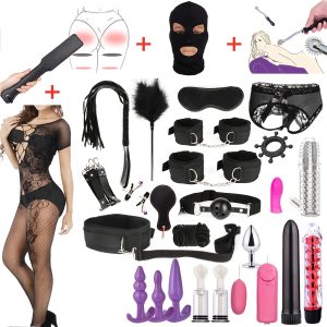 29pcs BDSM Bondage Kits for Women And Couples Bed Bondage Sex Toys Adult Game Cuffs Blindfolded Spanking Clap Women And Couples Sex Toys